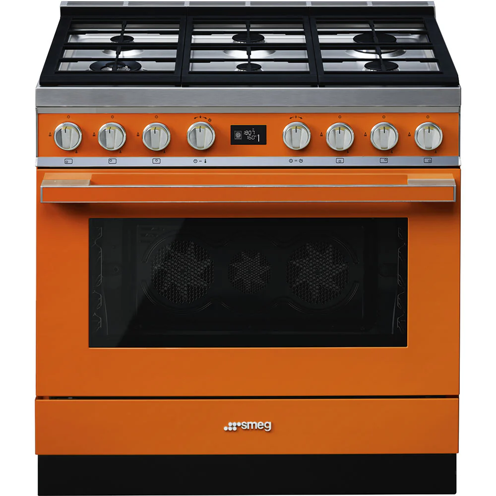 90cm Portofino Dual Fuel Pyrolytic Cooker - Orange (CPF9GPORA)