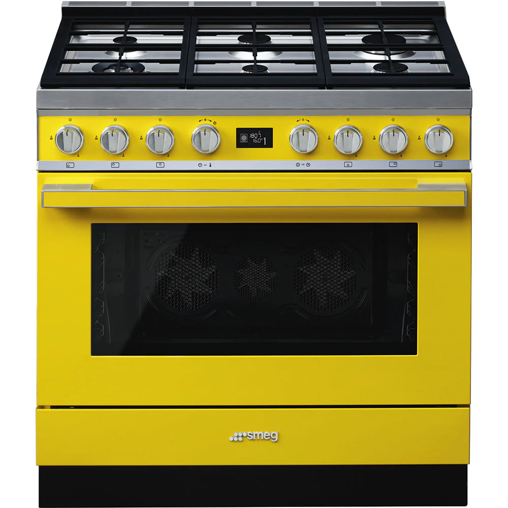 90cm Portofino Dual Fuel Pyrolytic Cooker - Yellow (CPF9GPYWA)
