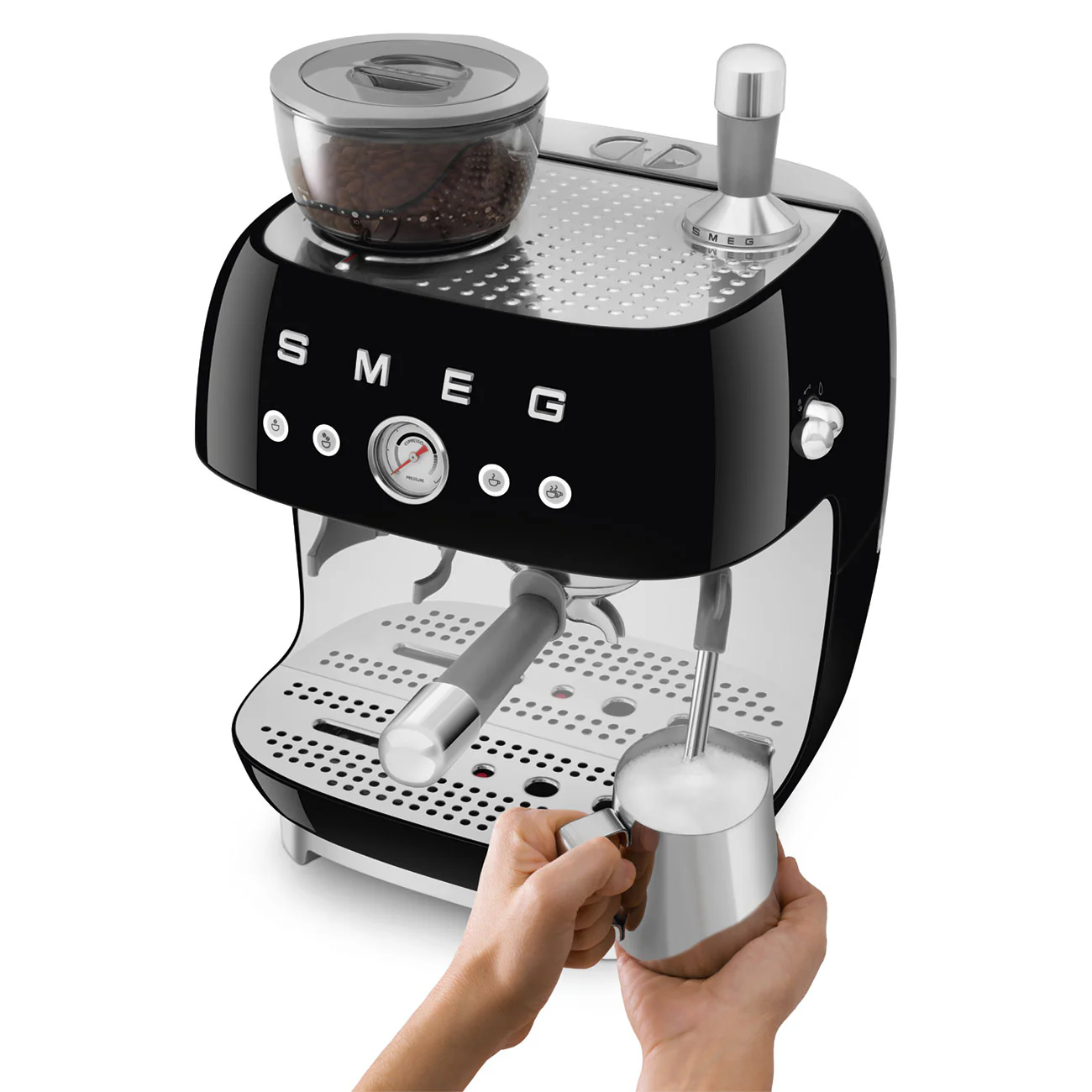 50's Style Espresso Coffee Machine with Grinder - Black (EGF03BLAU) - Image 3