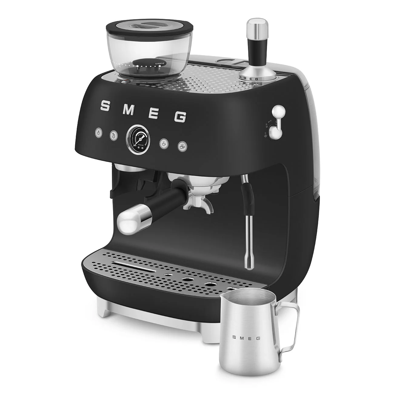 50's Style Espresso Coffee Machine with Grinder - Matte Black (EGF03BLMAU) - Image 11