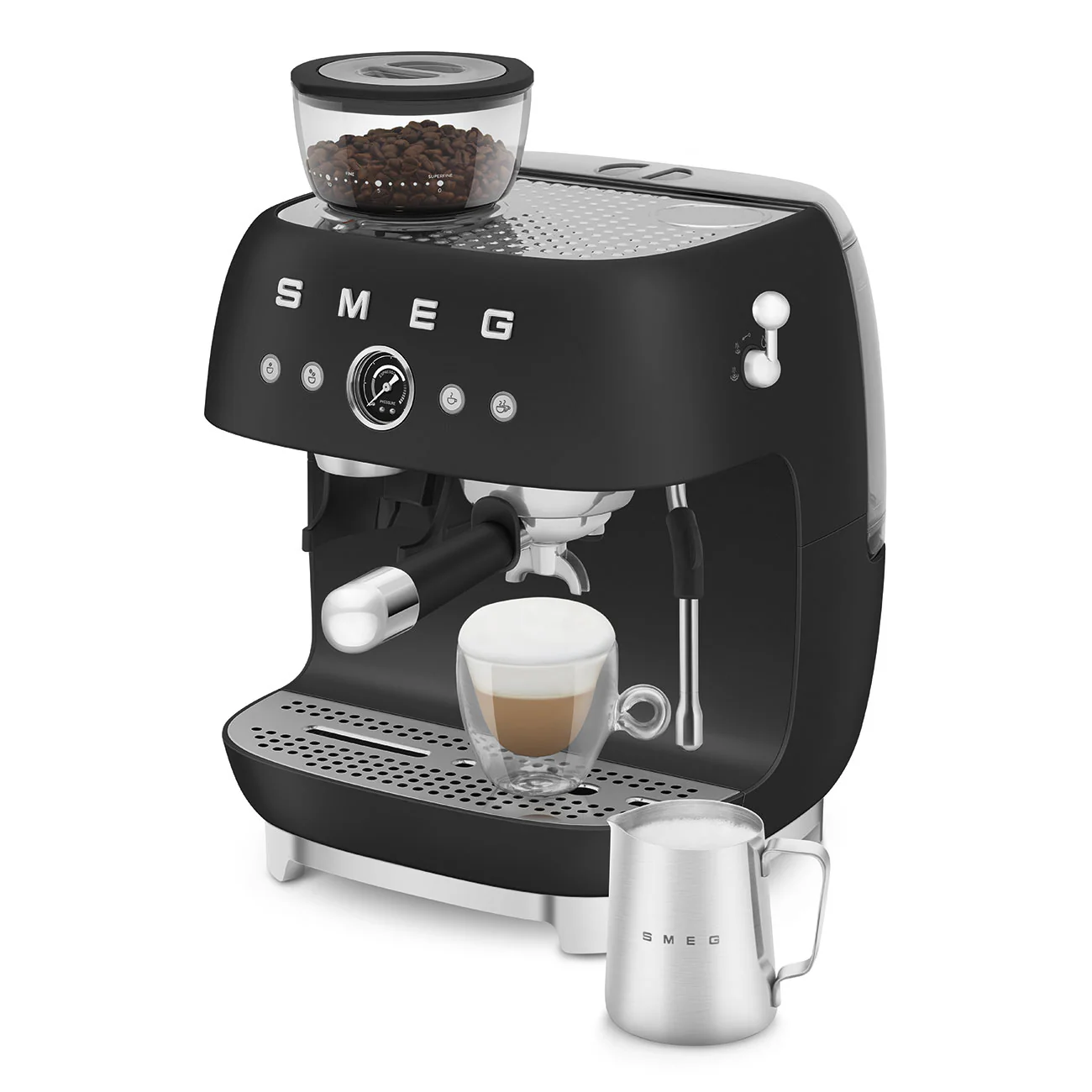 50's Style Espresso Coffee Machine with Grinder - Matte Black (EGF03BLMAU) - Image 12
