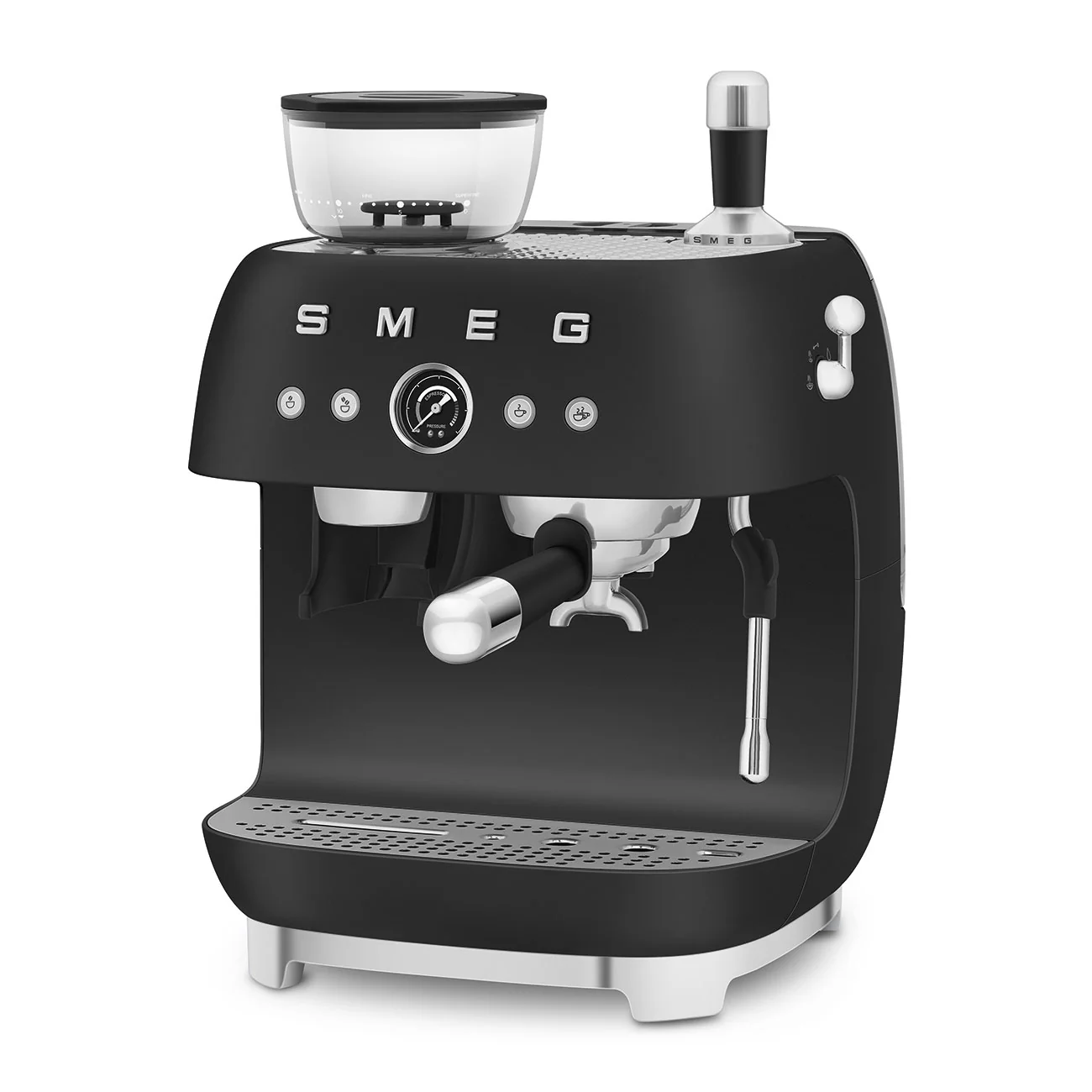 50's Style Espresso Coffee Machine with Grinder - Matte Black (EGF03BLMAU) - Image 4