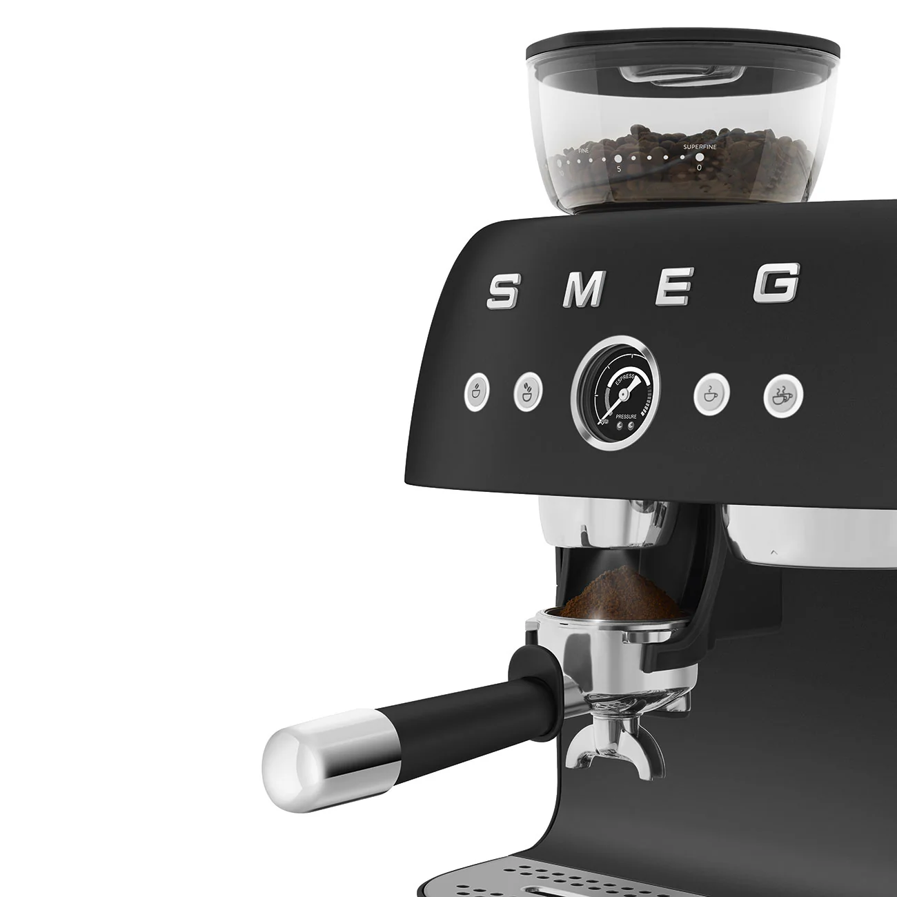 50's Style Espresso Coffee Machine with Grinder - Matte Black (EGF03BLMAU) - Image 5