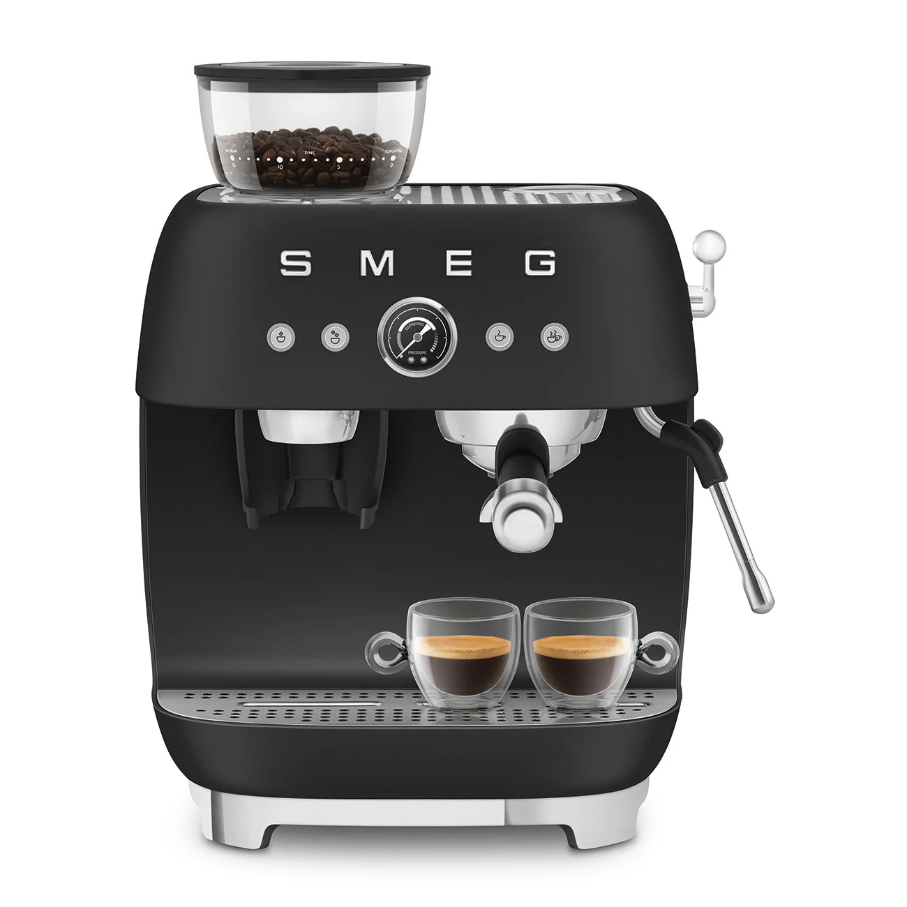 50's Style Espresso Coffee Machine with Grinder - Matte Black (EGF03BLMAU) - Image 8