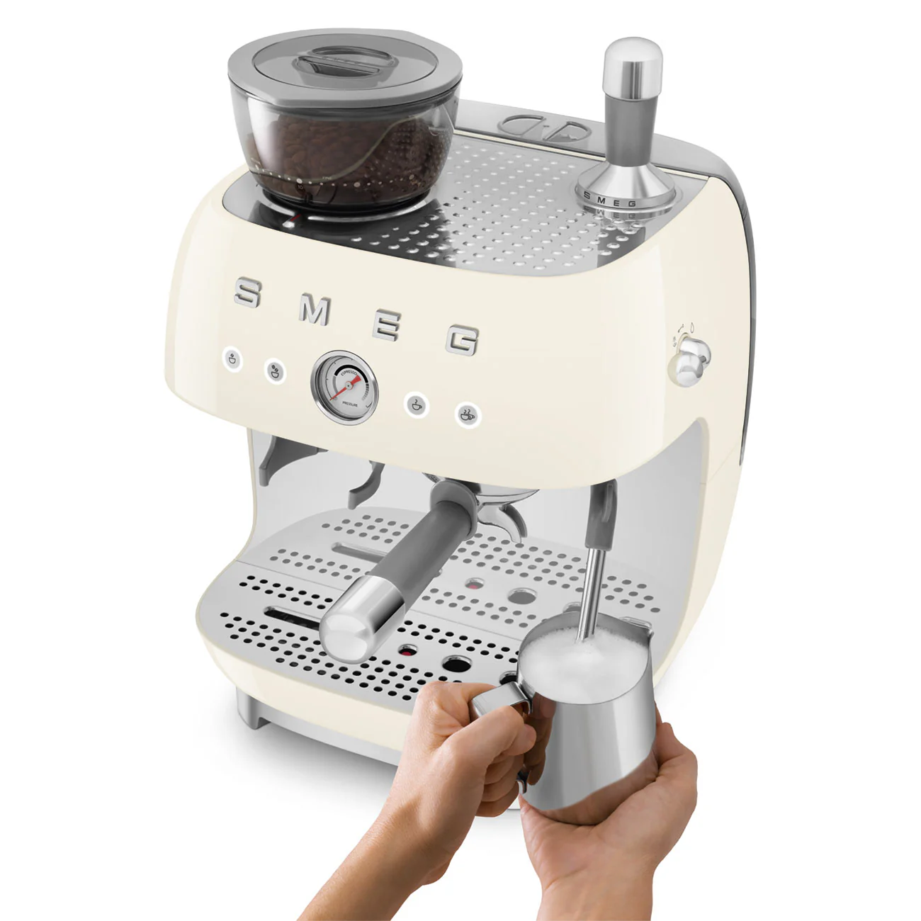 50's Style Espresso Coffee Machine with Grinder - Cream (EGF03CRAU) - Image 5