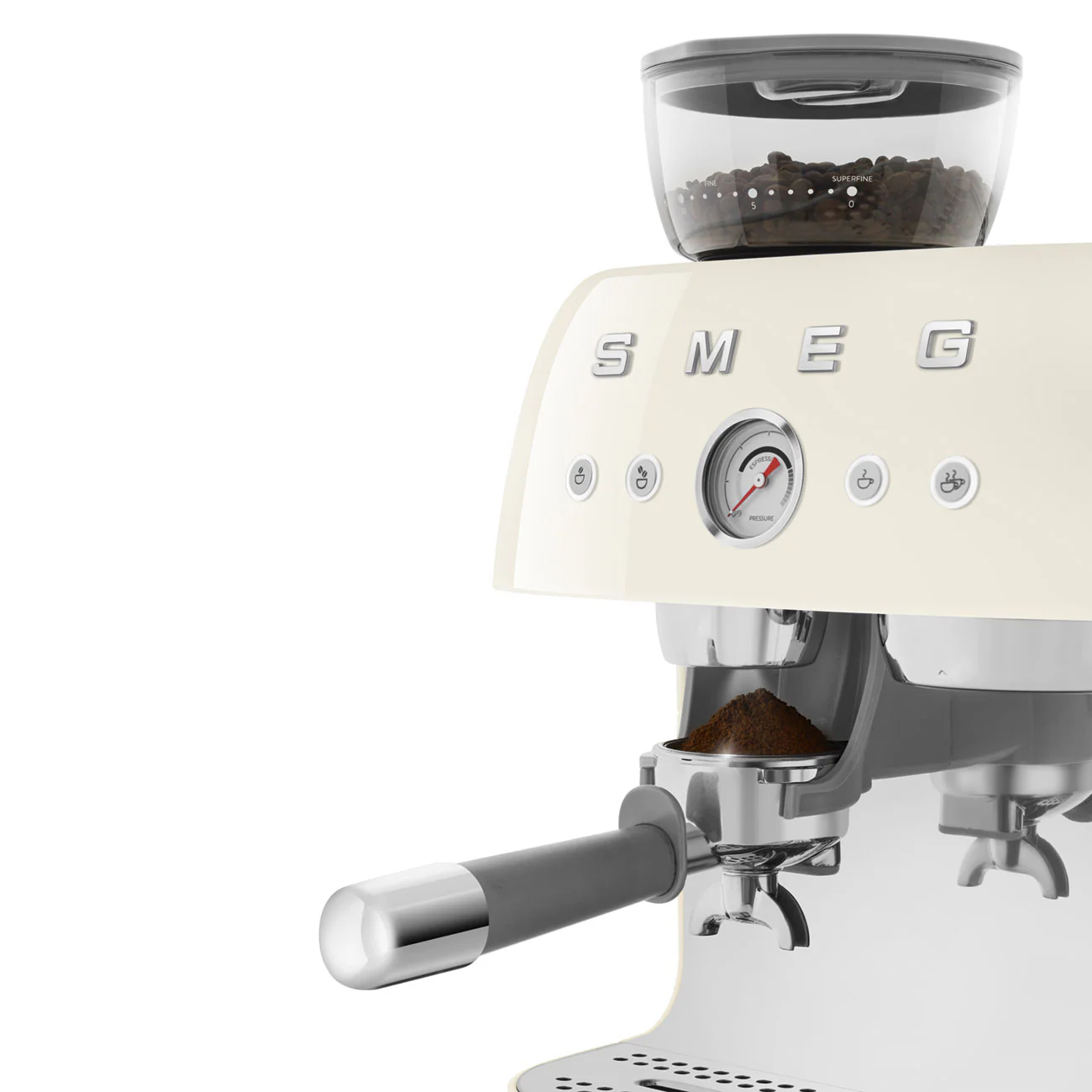 50's Style Espresso Coffee Machine with Grinder - Cream (EGF03CRAU) - Image 6