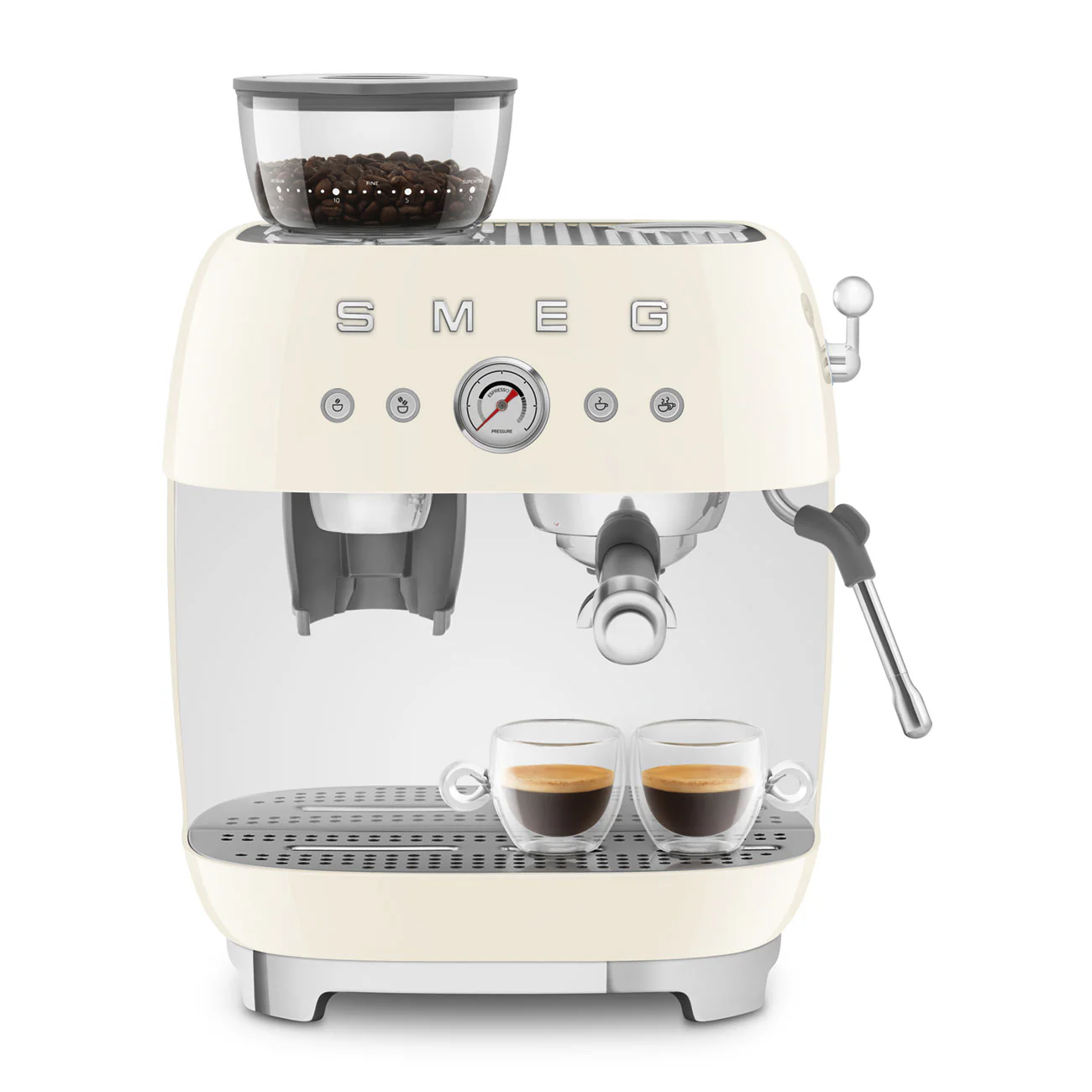 50's Style Espresso Coffee Machine with Grinder - Cream (EGF03CRAU) - Image 9