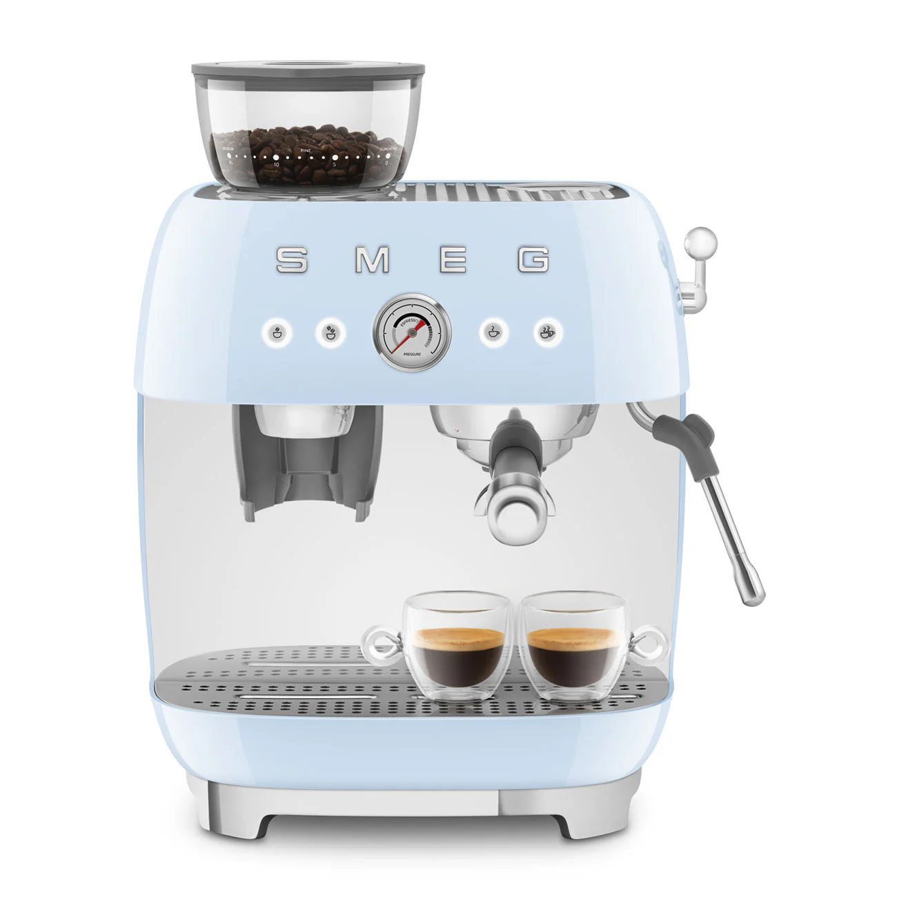 50's Style Espresso Coffee Machine with Grinder - Pastel Blue (EGF03PBAU) - Image 10