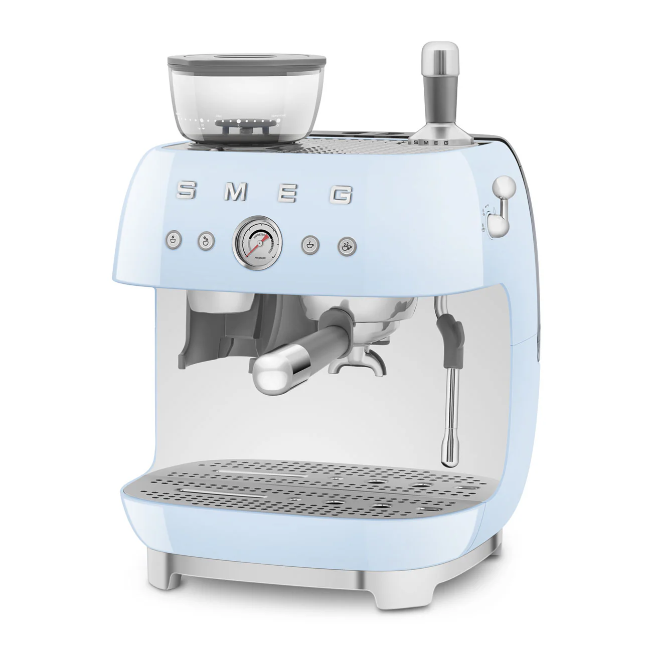 50's Style Espresso Coffee Machine with Grinder - Pastel Blue (EGF03PBAU) - Image 4