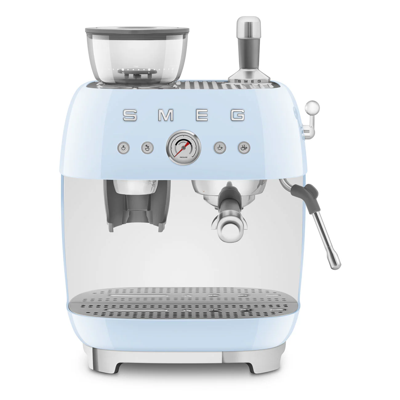 50's Style Espresso Coffee Machine with Grinder - Pastel Blue (EGF03PBAU) - Image 7