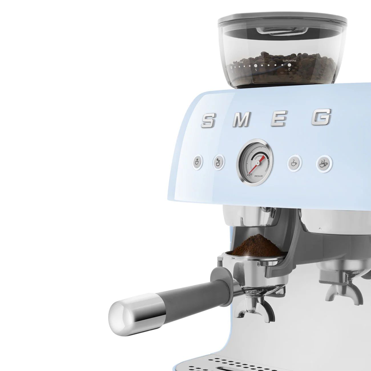 50's Style Espresso Coffee Machine with Grinder - Pastel Blue (EGF03PBAU) - Image 8
