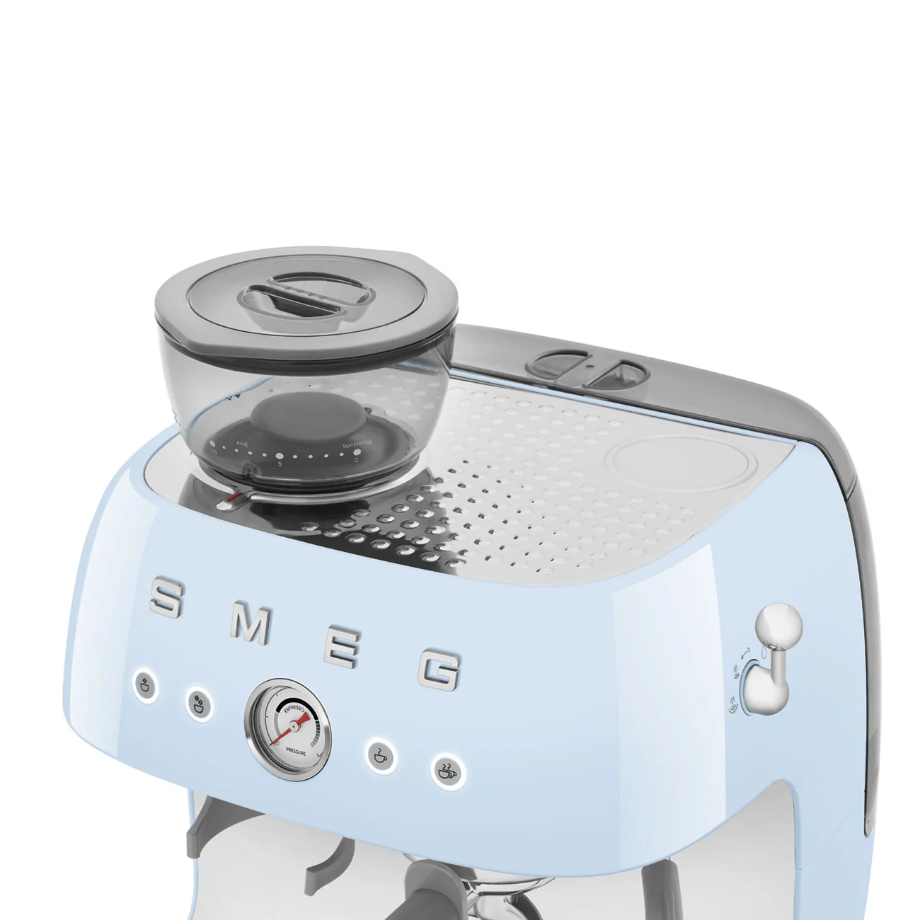 50's Style Espresso Coffee Machine with Grinder - Pastel Blue (EGF03PBAU) - Image 9
