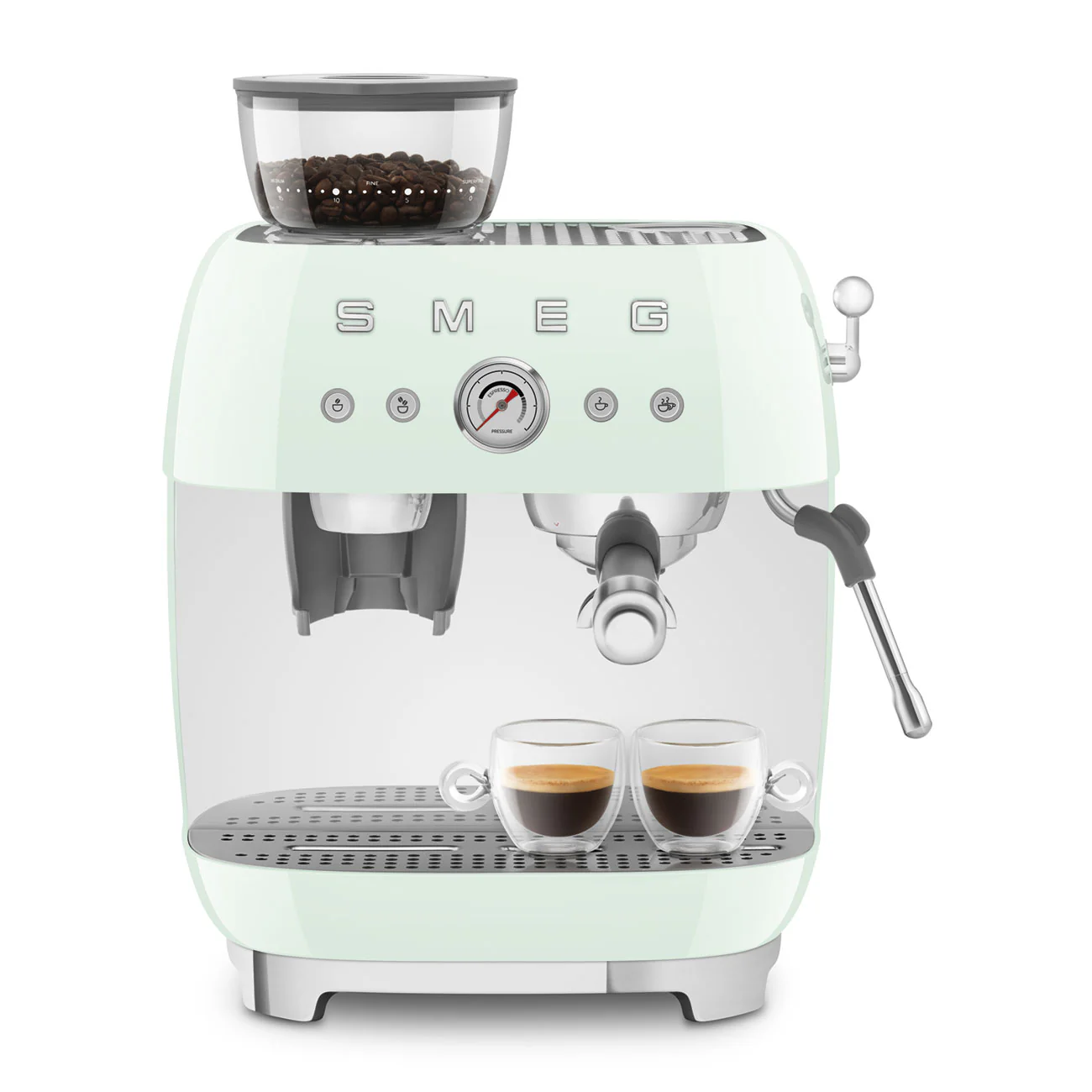 50's Style Espresso Coffee Machine with Grinder - Pastel Green (EGF03PGAU) - Image 10