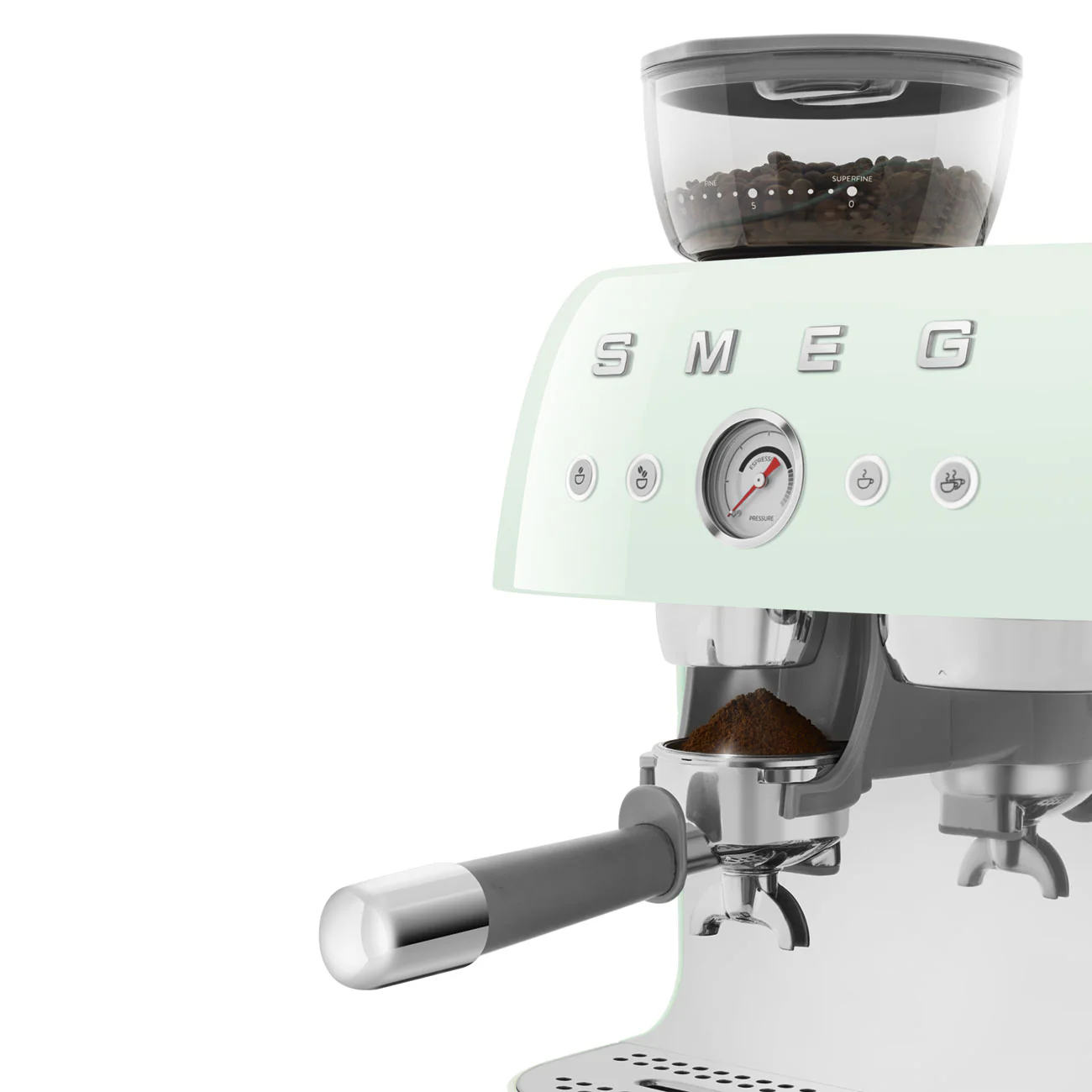 50's Style Espresso Coffee Machine with Grinder - Pastel Green (EGF03PGAU) - Image 8