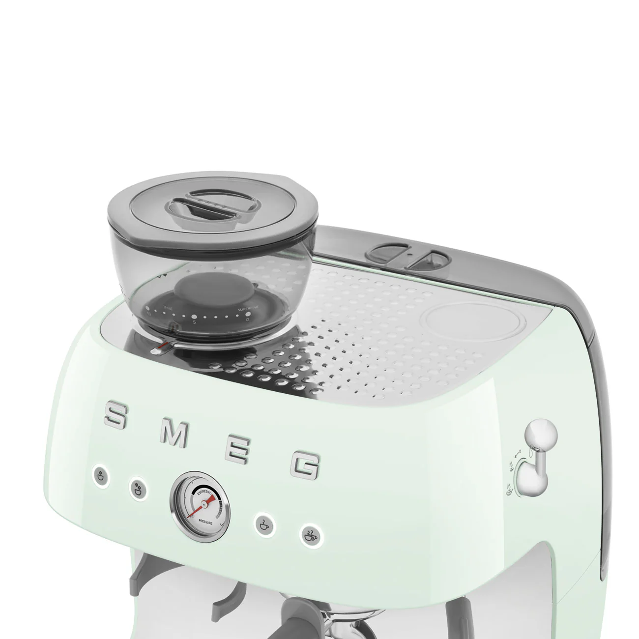 50's Style Espresso Coffee Machine with Grinder - Pastel Green (EGF03PGAU) - Image 9