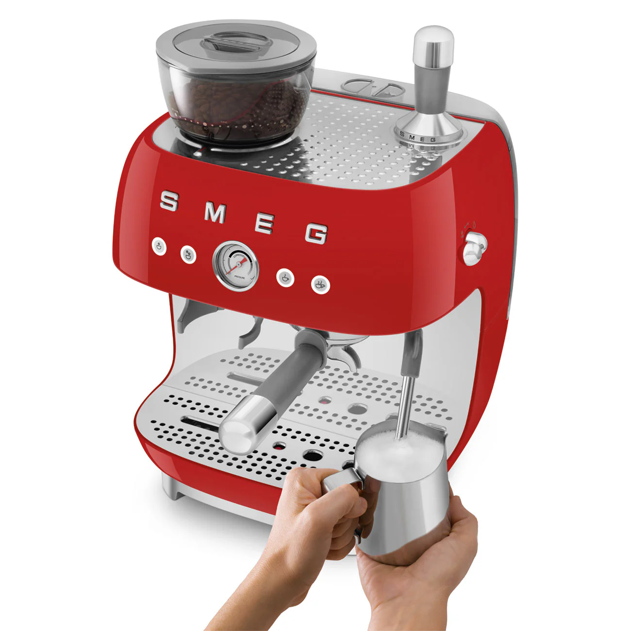 50's Style Espresso Coffee Machine with Grinder - Red (EGF03RDAU) - Image 5