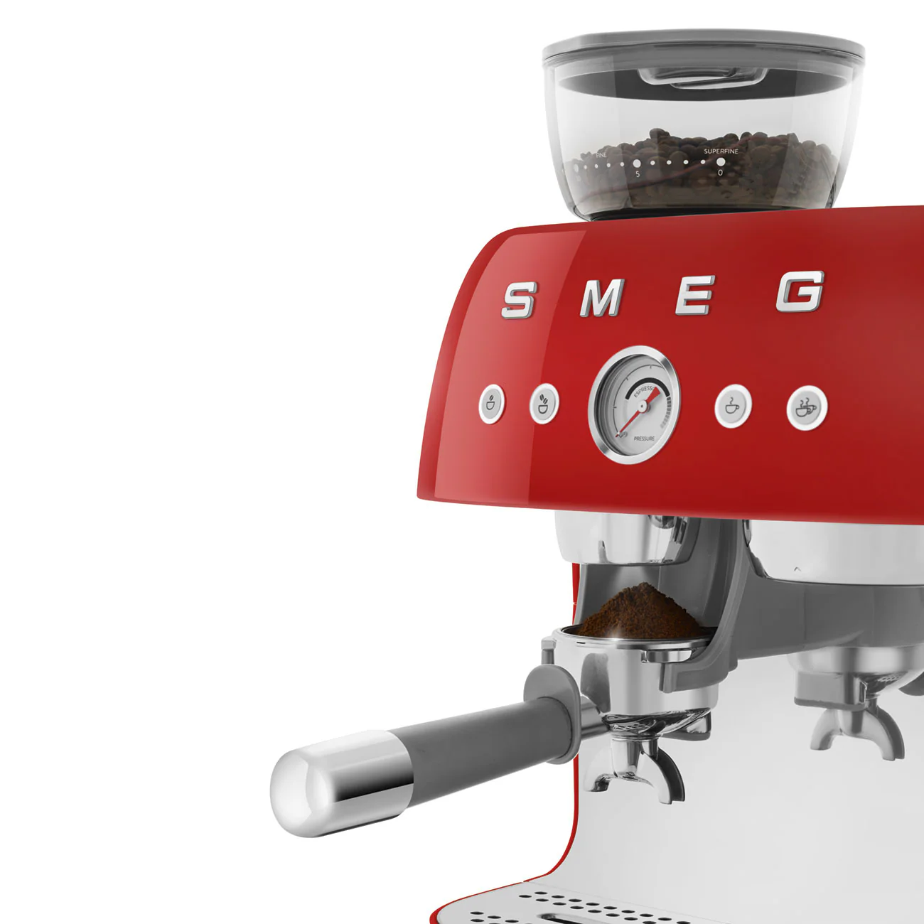 50's Style Espresso Coffee Machine with Grinder - Red (EGF03RDAU) - Image 8