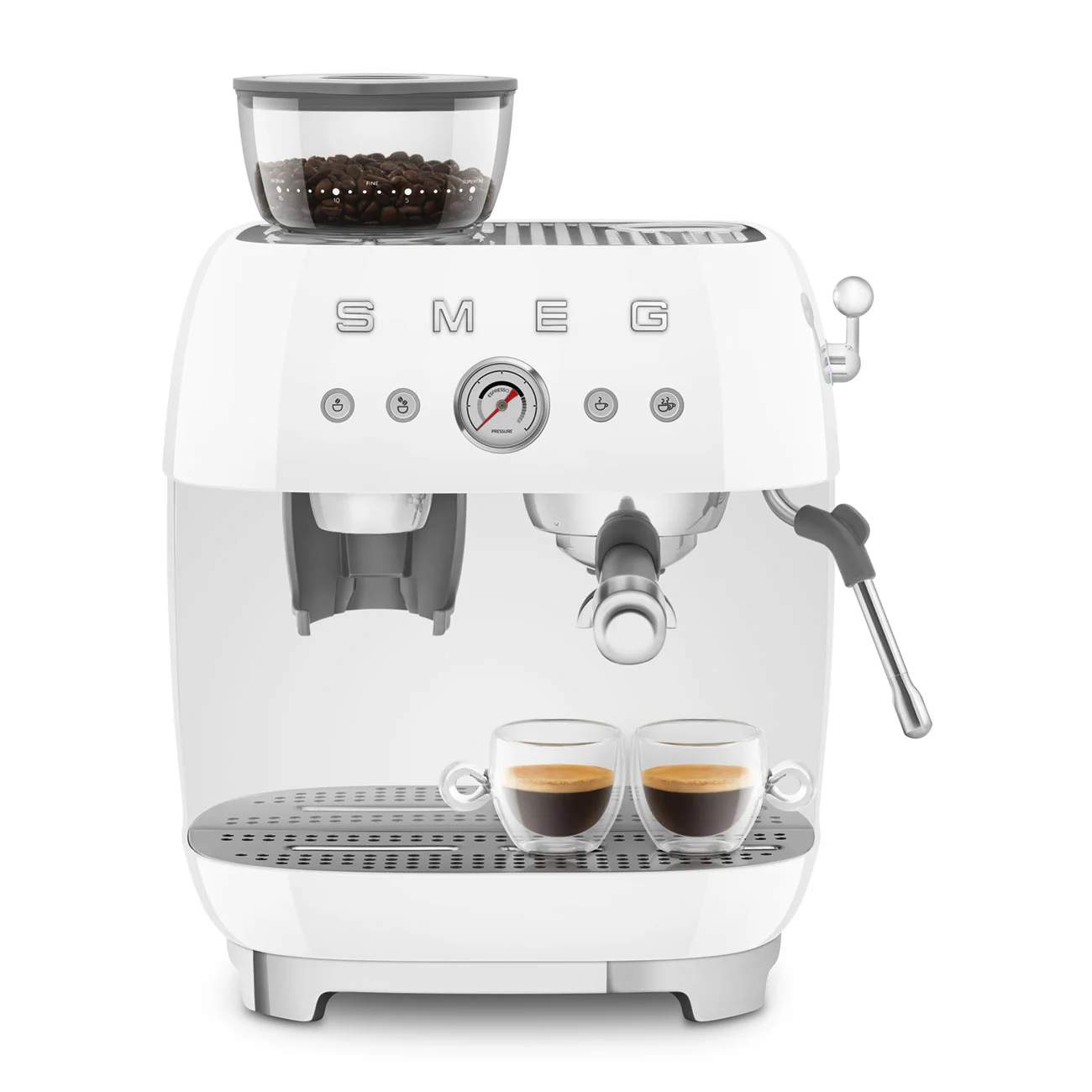 50's Style Espresso Coffee Machine with Grinder - White (EGF03WHAU) - Image 10