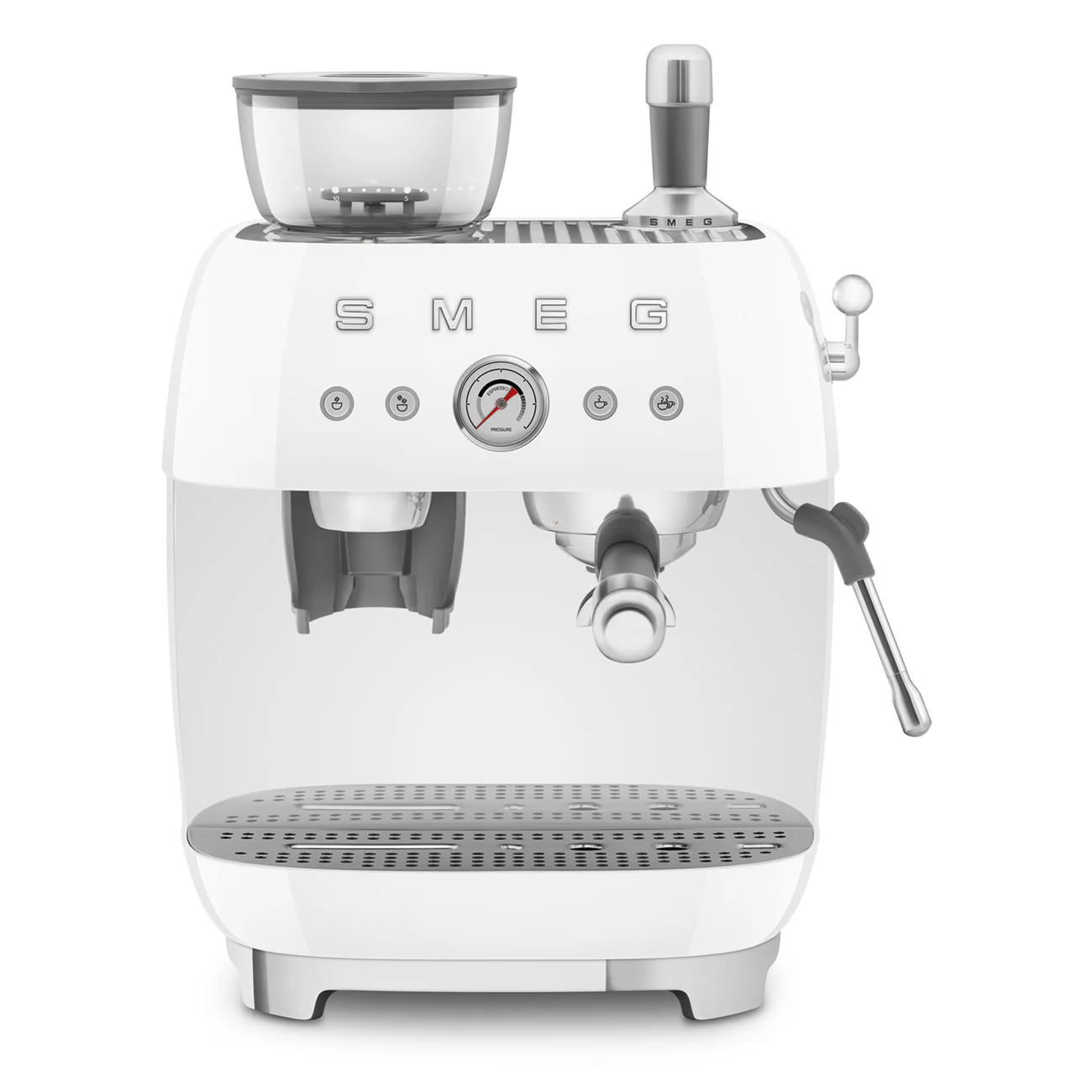 50's Style Espresso Coffee Machine with Grinder - White (EGF03WHAU) - Image 7