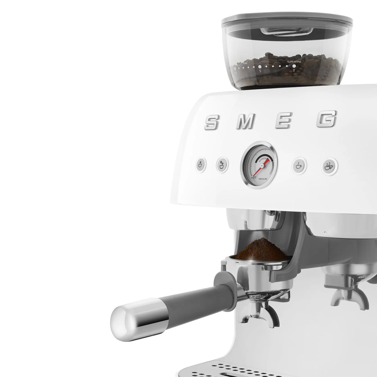 50's Style Espresso Coffee Machine with Grinder - White (EGF03WHAU) - Image 8