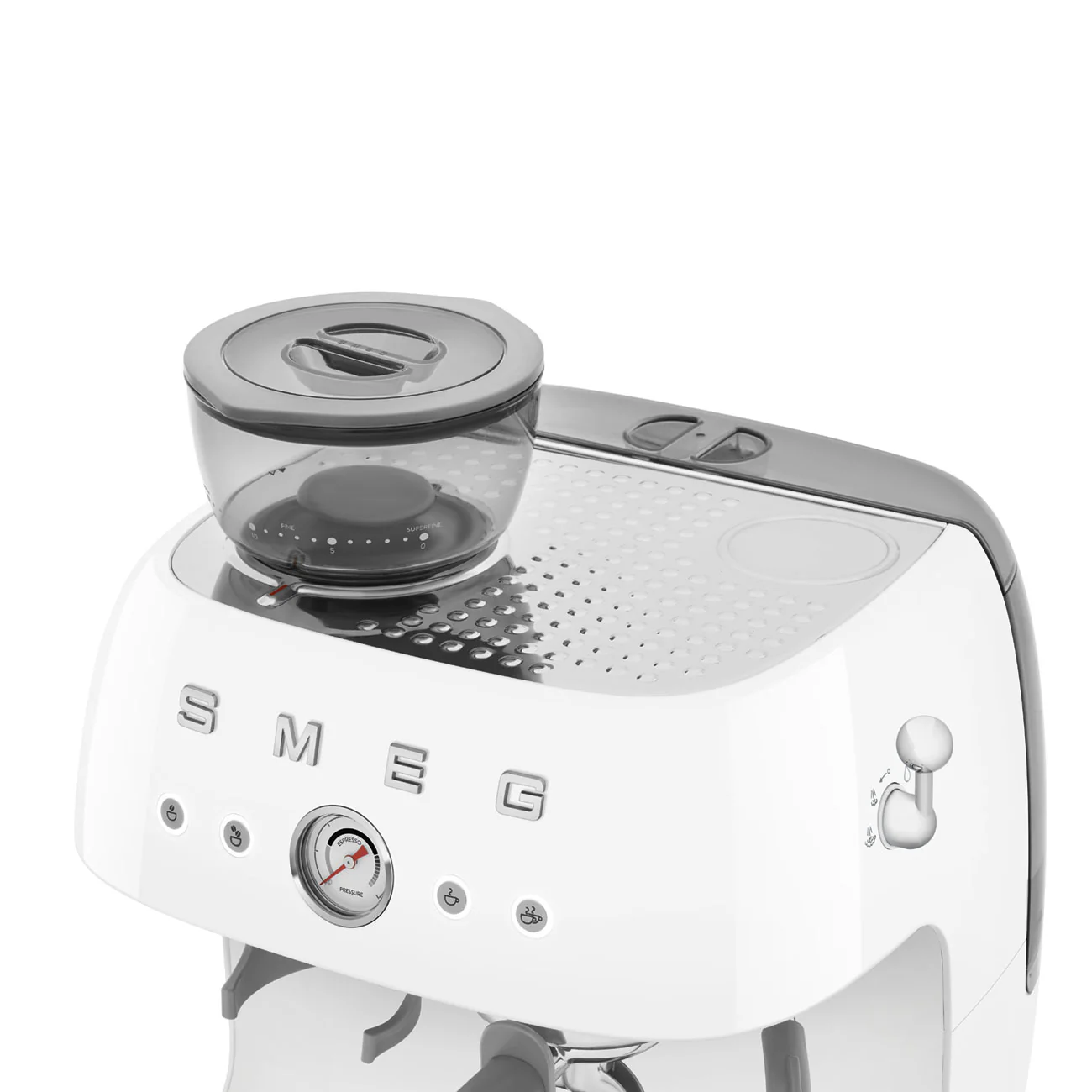 50's Style Espresso Coffee Machine with Grinder - White (EGF03WHAU) - Image 9