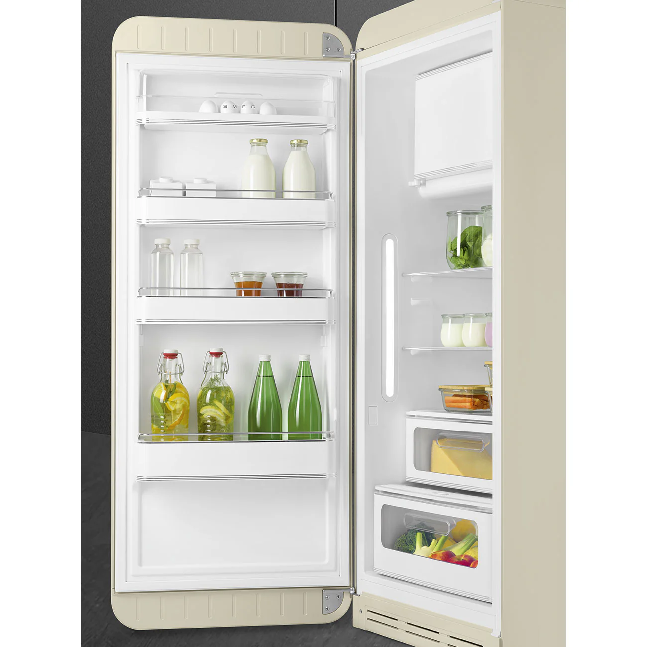 FAB28 50s Style 270L Retro Refrigerator Left Hand Hinge - Cream (FAB28LCR6AU) - Image 3