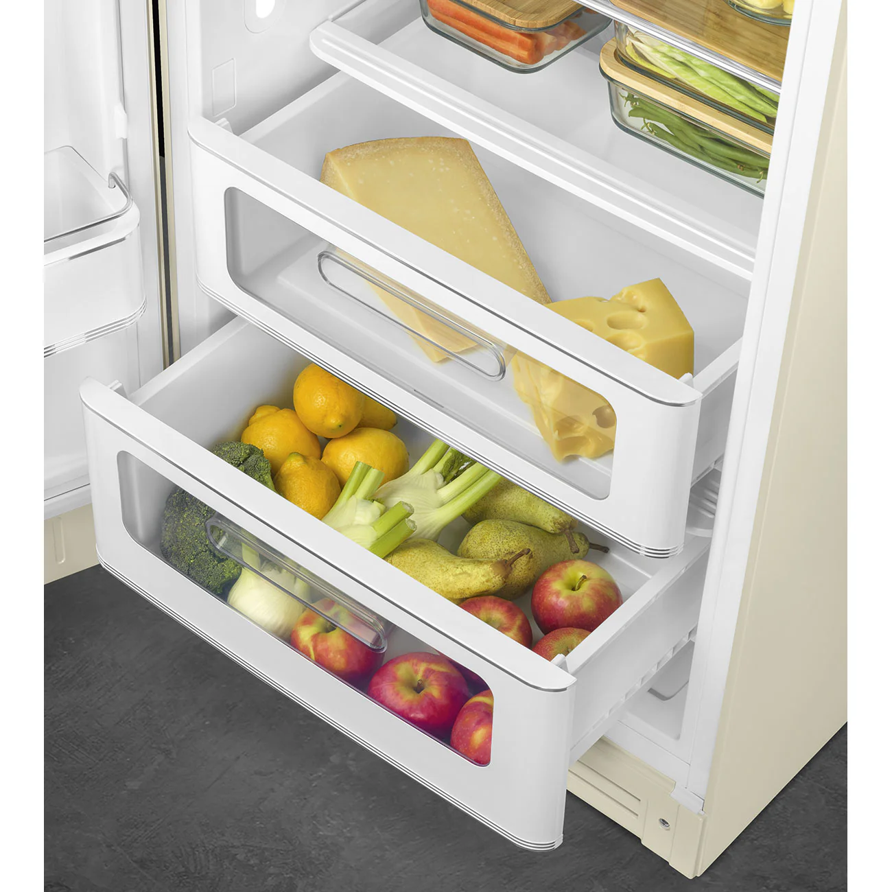 FAB28 50s Style 270L Retro Refrigerator Left Hand Hinge - Cream (FAB28LCR6AU) - Image 4
